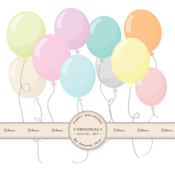 Premium Pastel Party Balloons Clipart for Digital Scraps