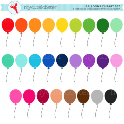 Rainbow Balloons Clipart Set - balloons clip art, party, rainbow ...