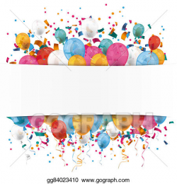 Drawing - White paper banner confetti balloons. Clipart Drawing ...
