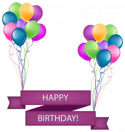 Happy Birthday Banner with Balloons Transparent PNG Clip Art Image ...