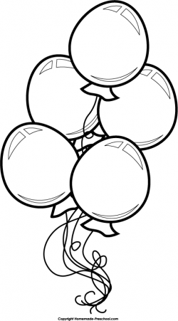5 Black And White Balloons Clipart