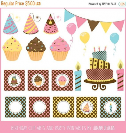 50%OFF Birthday clipart, cake clipart, cupcake clipart, balloon ...