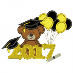 2017 School Graduation Bear With Balloons Applique Machine ...