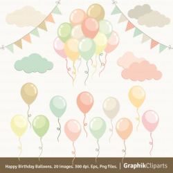 Happy Birthday Balloons. Balloons Clipart. Birhtday Party. Party ...
