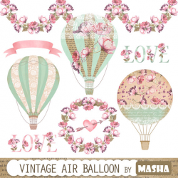 Vintage balloon clipart: Vintage Hot Air Balloon