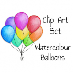 Watercolor Balloons Clip Art Hand Painted Clipart Set Bunch of