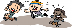 Boy chasing after ball clipart