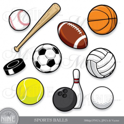 Clipart SPORTS BALLS Clip Art, Instant Download, Sport Ball ...