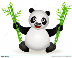 Cute Panda Cartoon With Bamboo Illustration 19249846 - Megapixl