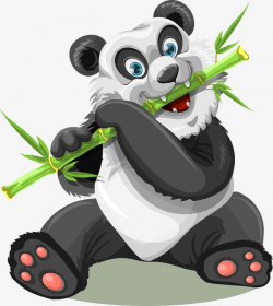 Panda Eating Bamboo, Green Bamboo, Happy, Panda PNG Image and ...