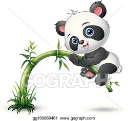 Vector Stock - Cute baby panda tree climbing bamboo. Clipart ...