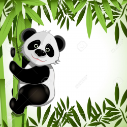 Panda And Bamboo Clipart