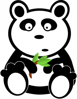 Clipart - Panda with bamboo leaves