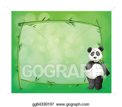 Vector Stock - A panda beside a frame made of bamboo. Clipart ...