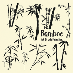 Japanese Chinese Ink Brush Bamboo Clipart, Bamboo Clip Art, Bamboo ...