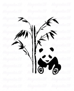 Panda Bear and Bamboo SVG / Panda Bear and Bamboo DXF /Panda Clipart  /,cutting, Panda vector, Panda Bear shape, Panda Bear Bamboo silhouette
