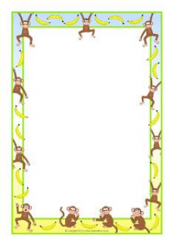 Monkeys and bananas A4 page borders (SB8473) - SparkleBox ...