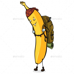 Traveler Banana Cartoon Character by nikiteev | GraphicRiver