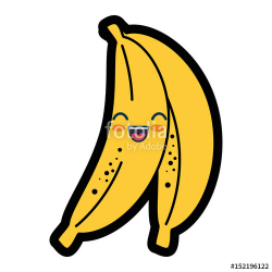 kawaii banana fruit icon over white background. colorful design ...