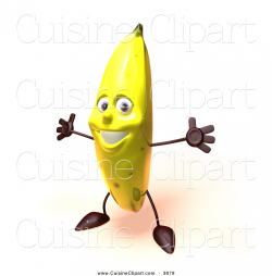 Cuisine Clipart of a 3d Banana Character Holding His Arms Open by ...