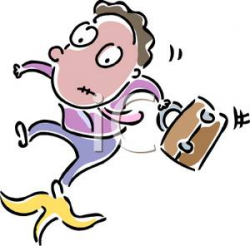 Clip Art Image: A Person Slipping on a Banana Peel