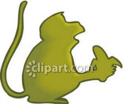Silhouette of A Monkey With A Banana - Royalty Free Clipart Picture