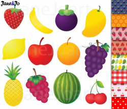 Fruit clipart , Fruit clip art ,pineapple banana orange mango grape ...
