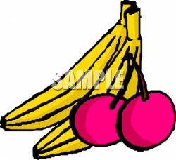 Two Bananas and Red Cherries Clipart Image - foodclipart.com