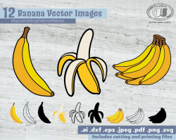 Bananas Clipart, Peeled Banana Cut File, Banana Bunch Clipart, Printable  Peeled Banana PDF, Peeled Banana Download, Digital Download