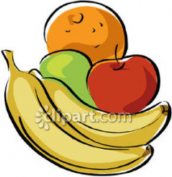 Two Bananas, Two Apples, and an Orange - Royalty Free Clipart Picture