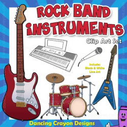 Musical Instruments Clip Art: Rock Band Clipart by Dancing Crayon ...