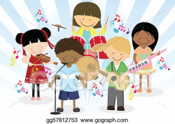 Vector Stock - Music band of four little kids. Clipart ...