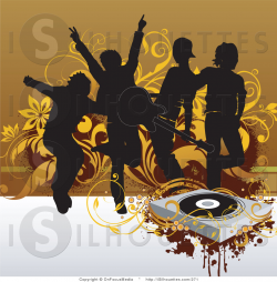 Silhouette Clipart of Black Silhouetted Young Men Jumping and ...