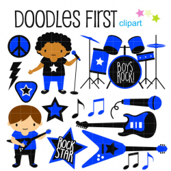RockStar Boy Band Digital Clip Art for Scrapbooking Card