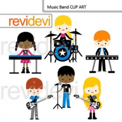 Music clip art: music band, kids playing instruments, rockstar ...