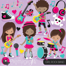 Girl rock band clipart - Prettygrafik Store