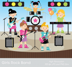 Digital Clipart - Girls Rock Band for Scrapbooking, Paper crafts ...