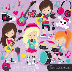 Girl rock band clipart - Prettygrafik Store