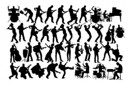 Music silhouette, rock band silhouette, musician silhouette, jazz ...
