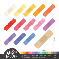 26 Colors Band Aid Clipart - Instant Download from Missbethart on ...