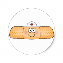 Whimsicla Band Aid Bandage with Nurse Hat Cute Classic Round Sticker ...