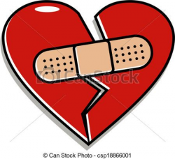 Vector - broken heart with band-aid - stock illustration, royalty ...