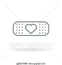 Vector Art - Bandaid heart icon white background. Clipart Drawing ...
