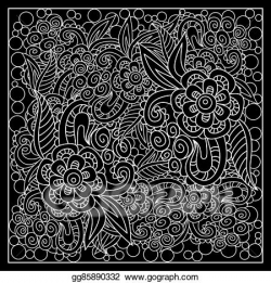 Clip Art Vector - Black and white abstract bandana print. Stock EPS ...