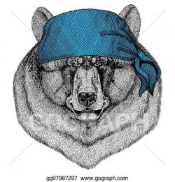 Clip Art - Black bear american bear wild animal wearing bandana or ...