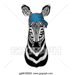 Stock Illustration - Zebra horse wild animal wearing bandana or ...