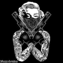 Marilyn Monroe Sexy Gangsta Pose With Guns White Graphic Logo Black ...