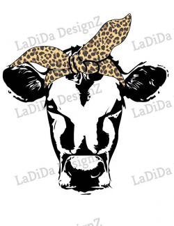 Hair Tie Cow Sublimation Transfer Leopard Print Bandana