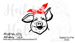 Pig with bandana svg pdf png epsdxf studio3 sublimation