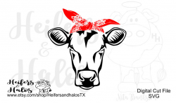 Simple cut cow with bandana - digital file, sublimation, printable ...